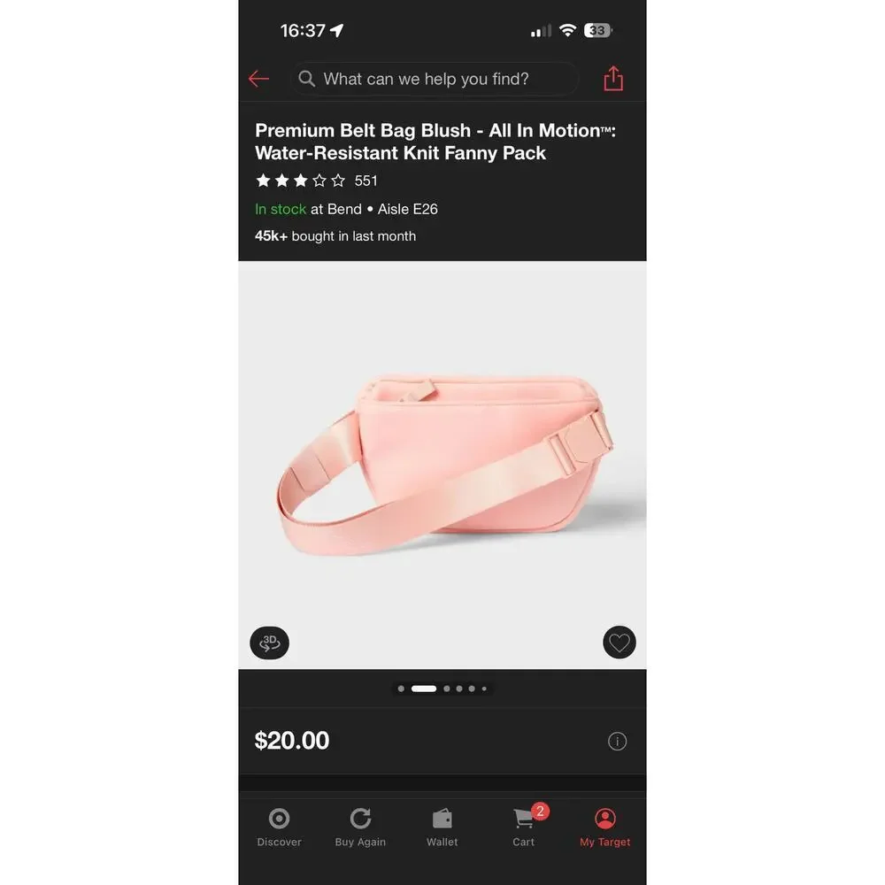 NWT All in Motion Fanny Pack-blush